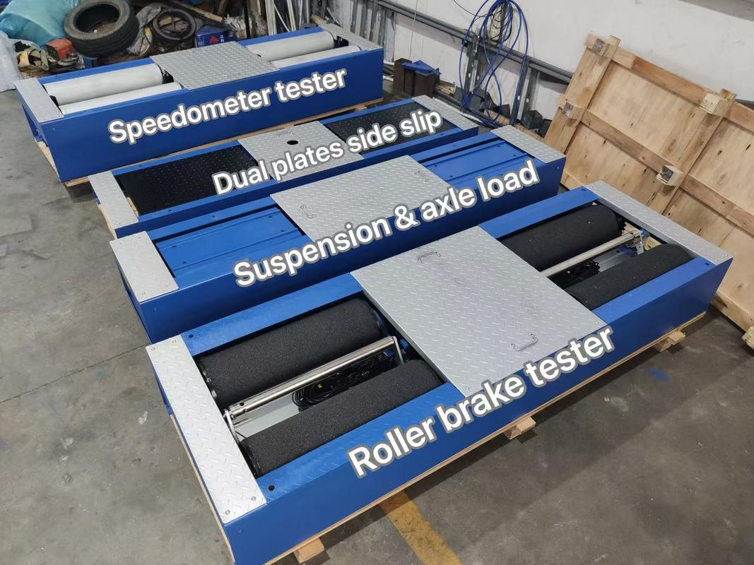 5-in-1-Rollerbremstester mit maximaler Achsbelastung von 4000 kg, doppelter Seitenrutsche und industriellem Steuergerät für die Fahrzeugprüflinie