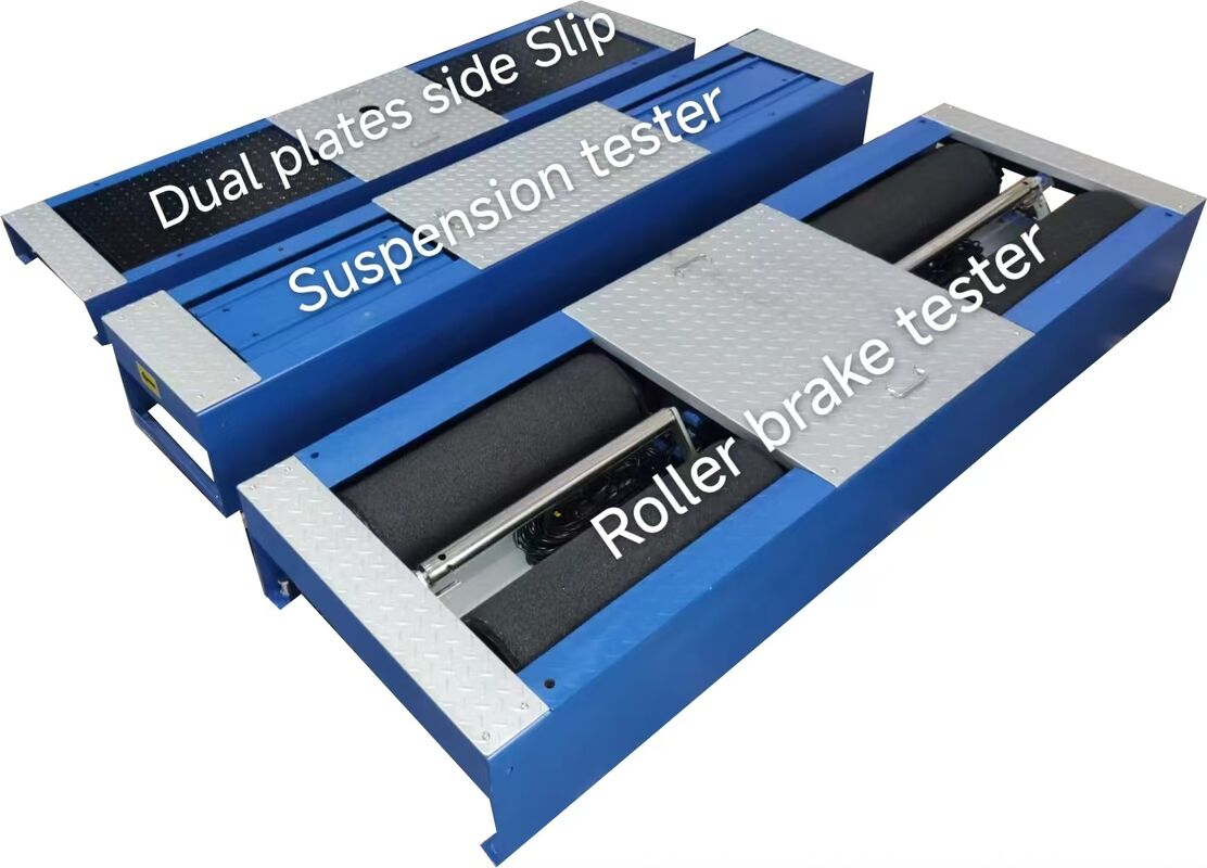 CTGT-3-4 Fahrzeugprüflinie für Rollen 4-in-1 Rollenbremsprüfer mit Achslast Einplattenseitenrutschprüfer Aufhängungstest